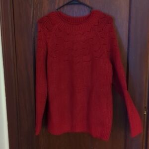 Talbots Red Holiday Alpaca Wool Blend Sweater Size Large